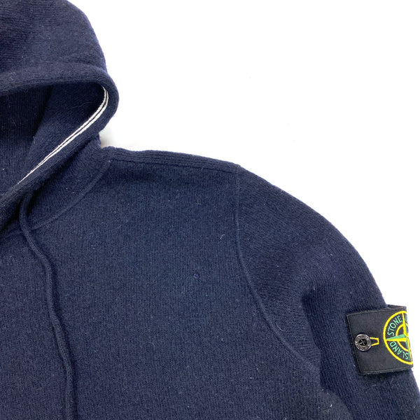 Stone Island 2006 Dark Navy Wool Pullover Hoodie