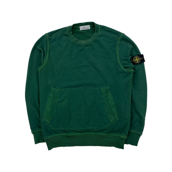 Stone Island 2015 Green Two Tone Cotton Crewneck Sweatshirt