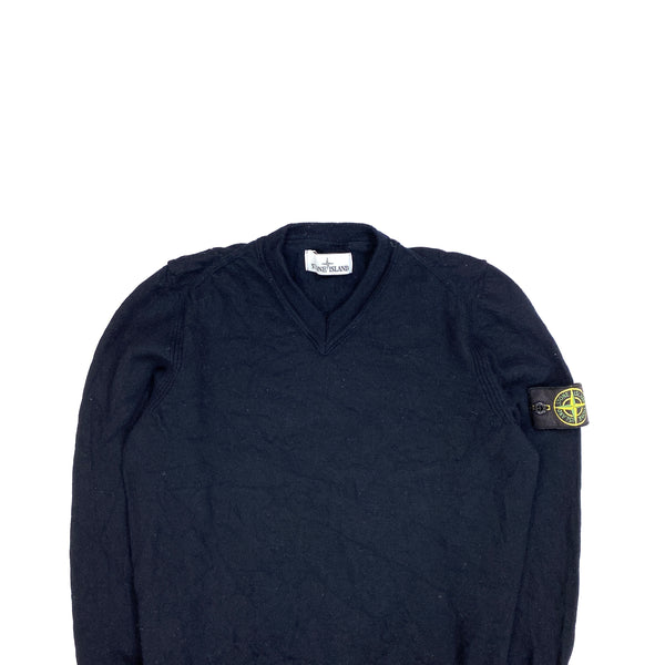 Stone Island Navy V Neck Wool Jumper Mat s Island