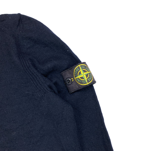 Stone Island Navy V Neck Wool Jumper