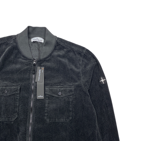 Stone Island Charcoal Grey Corduroy Zipped Bomber