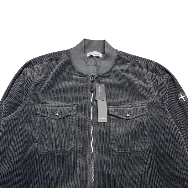 Stone Island Charcoal Grey Corduroy Zipped Bomber