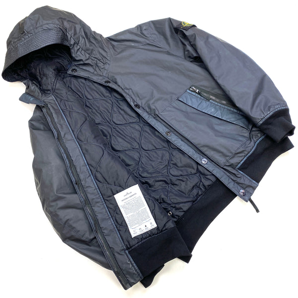 Stone Island Navy Mussola Gommata Quilted Jacket