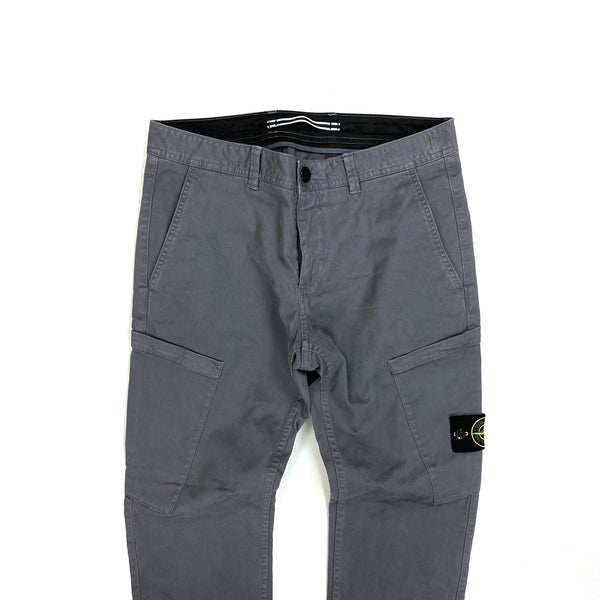 Stone Island Grey Thick Cotton Skinny Fit Cargo Trousers