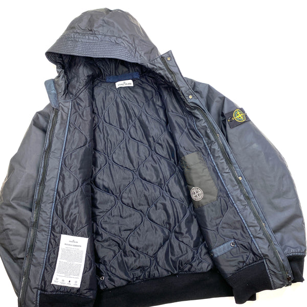 Stone Island Navy Mussola Gommata Quilted Jacket