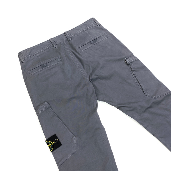 Stone Island Grey Thick Cotton Skinny Fit Cargo Trousers