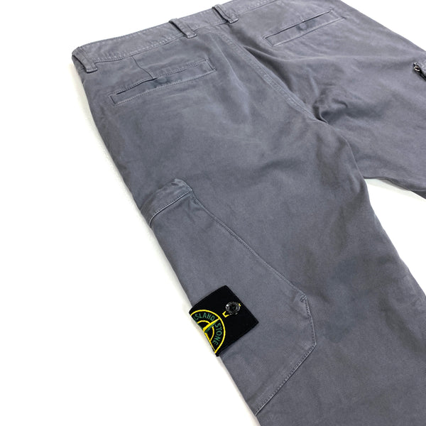 Stone Island Grey Thick Cotton Skinny Fit Cargo Trousers