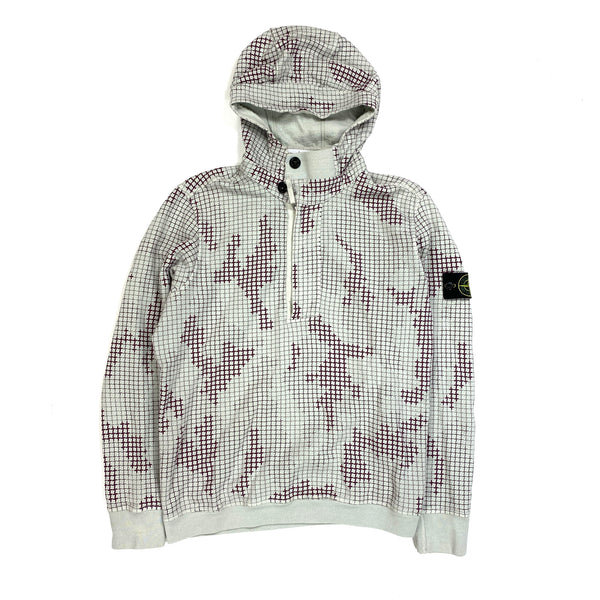 Stone Island Grid Check Pullover Cotton Hoodie