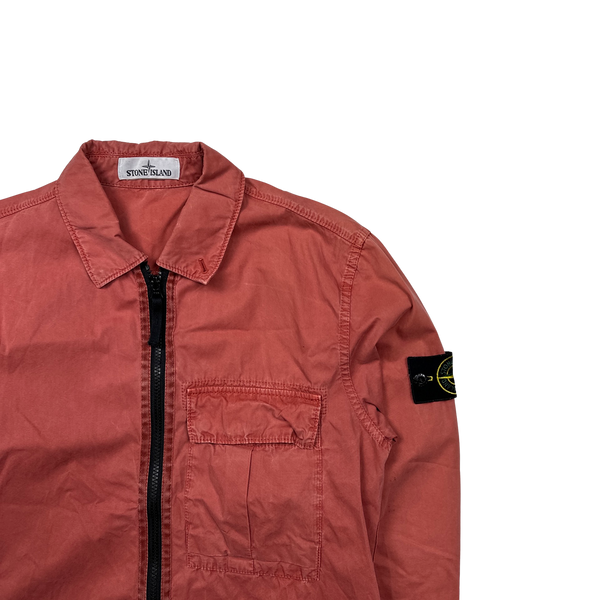 Stone Island 2019 Brick Red Cotton Zipped Overshirt - Small