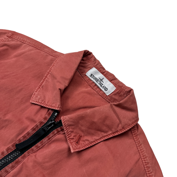 Stone Island 2019 Brick Red Cotton Zipped Overshirt - Small