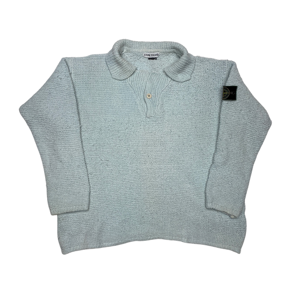 Stone Island Vintage 1997 Light Blue Chenille Knit Pullover