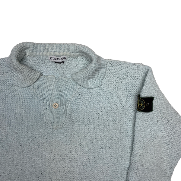 Stone Island Vintage 1997 Light Blue Chenille Knit Pullover