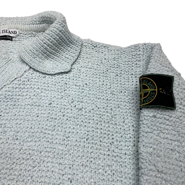 Stone Island Vintage 1997 Light Blue Chenille Knit Pullover