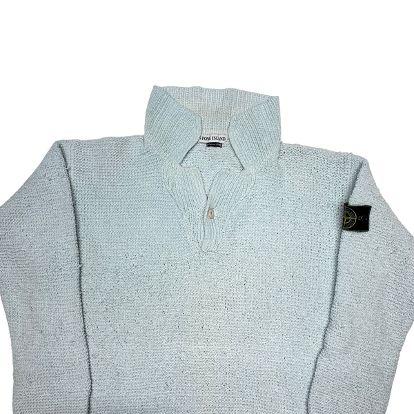 Stone Island Vintage 1997 Light Blue Chenille Knit Pullover