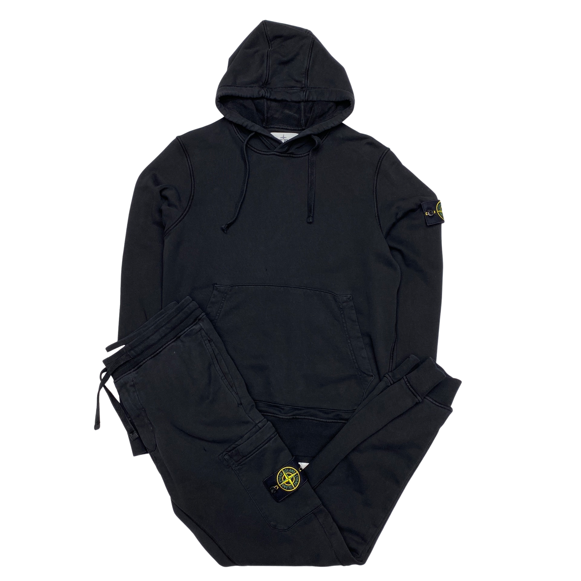 Black stone island tracksuit on sale