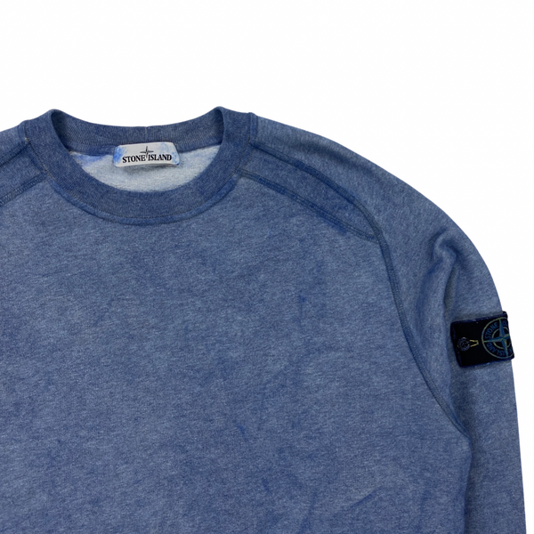 Stone Island Blue Dust Treatment Cotton Crewneck Sweatshirt
