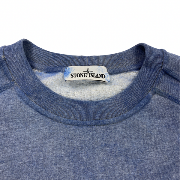 Stone Island Blue Dust Treatment Cotton Crewneck Sweatshirt