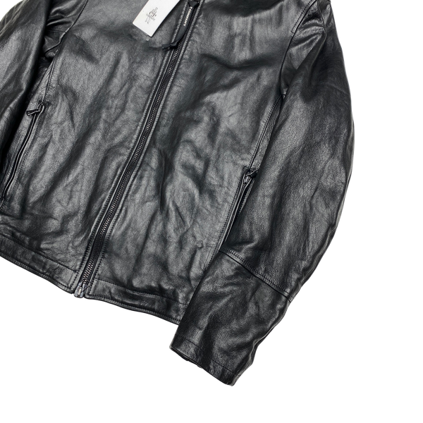 CP Company Black Soft Leather Goggle Jacket