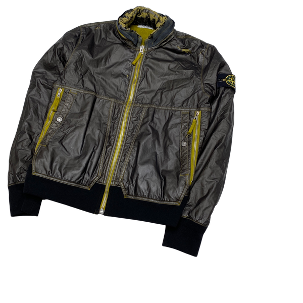 Stone Island 2009 Brown Mussola Gommata Fleece Lined Jacket