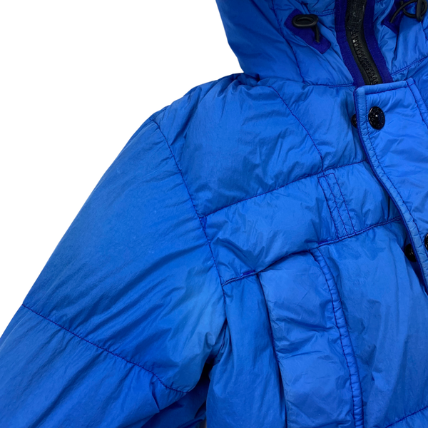 Stone Island Fur Trim Blue Crinkle Reps Puffer Jacket