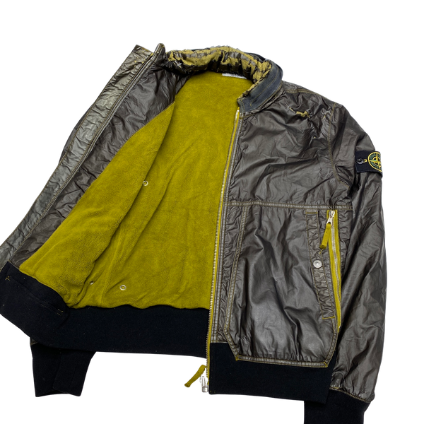 Stone Island 2009 Brown Mussola Gommata Fleece Lined Jacket