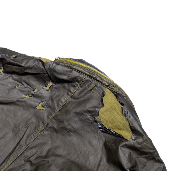 Stone Island 2009 Brown Mussola Gommata Fleece Lined Jacket