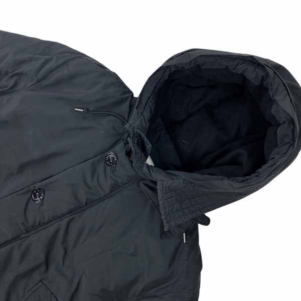 Stone Island Black Micro Reps Down Fur Trim Parka Jacket