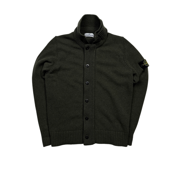 Stone Island 2013 Green Cardigan Knit Jumper - Large