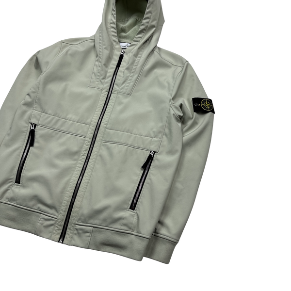 Stone Island 2019 Pastel Green Fleece Lined Soft Shell Jacket - Large