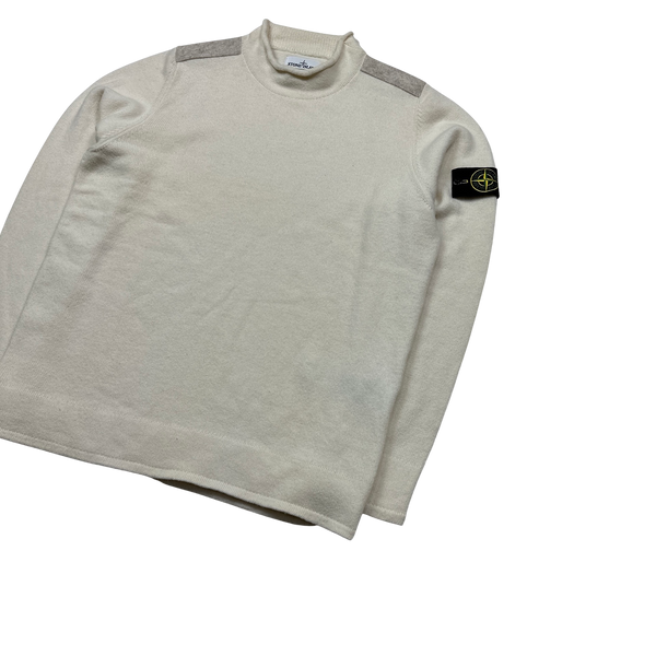 Stone Island 2018 Cream Mock Neck Knit - Large