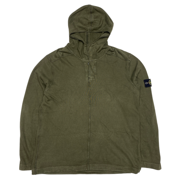 Stone Island 2008 Khaki Green Cotton Pullover Hoodie
