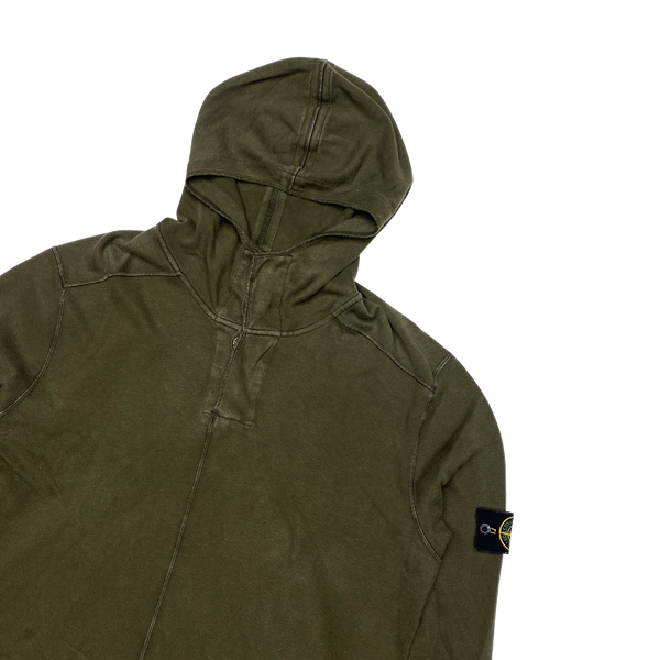 Stone Island 2008 Khaki Green Cotton Pullover Hoodie
