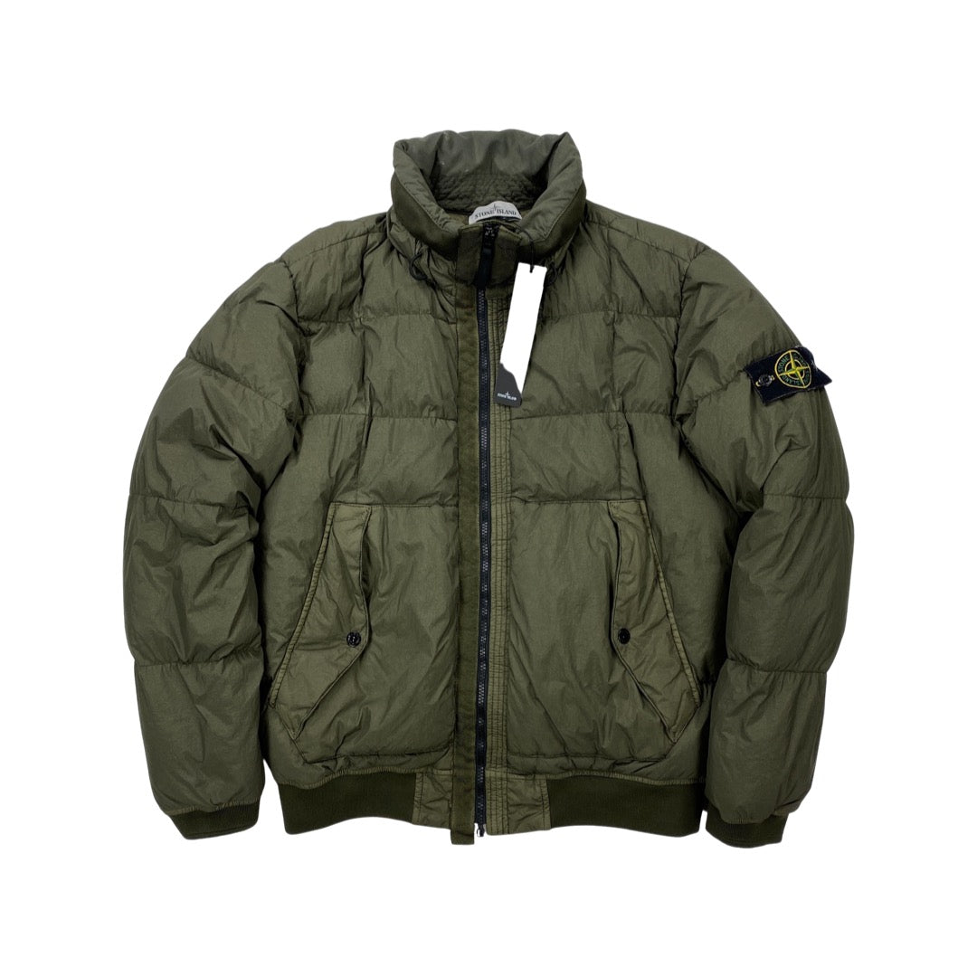 Stone Island Khaki Garment Dyed Crinkle Reps Puffer Jacket