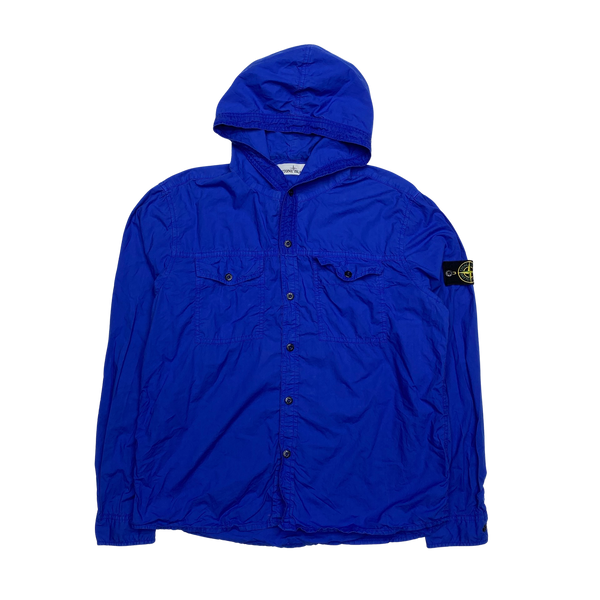 Stone Island Blue 2014 Hooded Cotton Overshirt