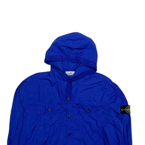 Stone Island Blue 2014 Hooded Cotton Overshirt