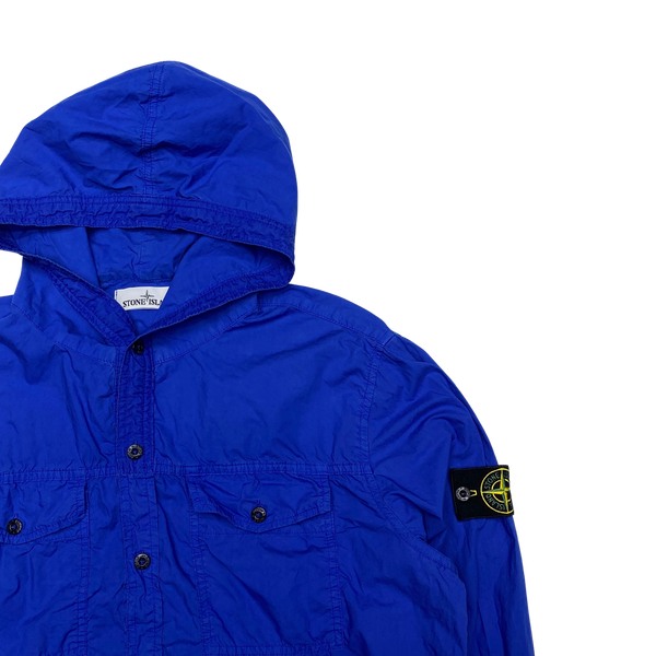 Stone Island Blue 2014 Hooded Cotton Overshirt