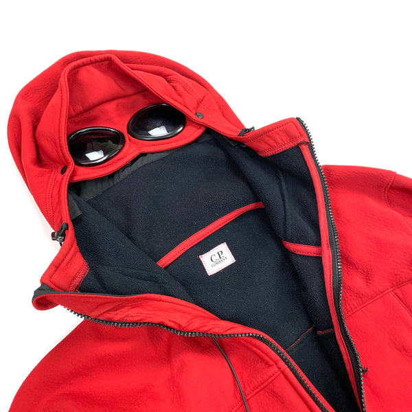 CP Company Red Fleece Lined Stretch Shell Goggle Jacket