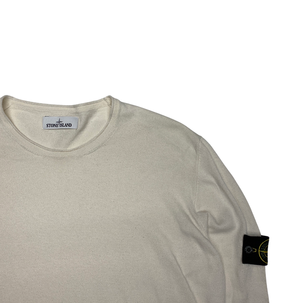 Stone Island 2015 White Cotton Knit Crewneck Jumper