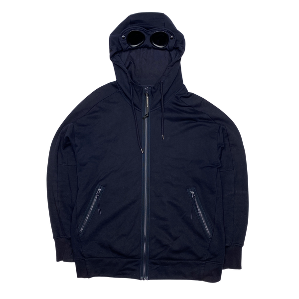 CP Company Navy Goggle Diagonal Fleece Hoodie