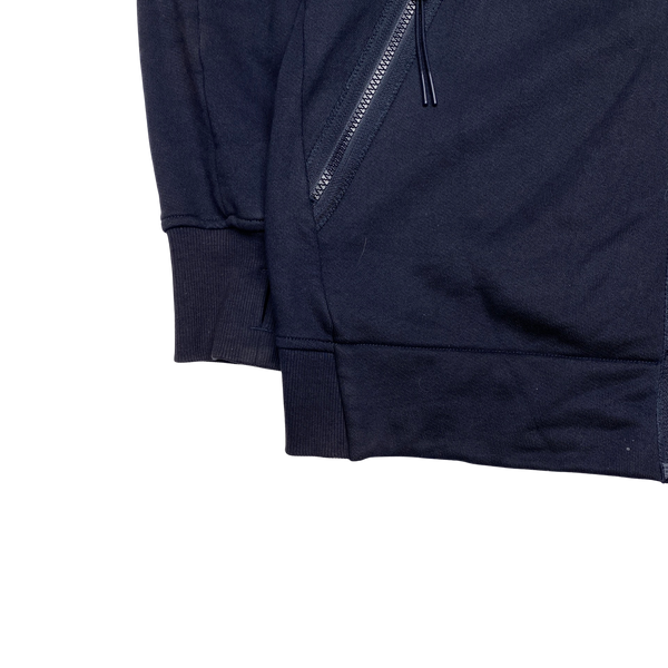 CP Company Navy Goggle Diagonal Fleece Hoodie