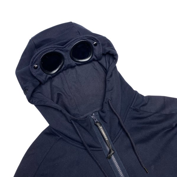 CP Company Navy Goggle Diagonal Fleece Hoodie
