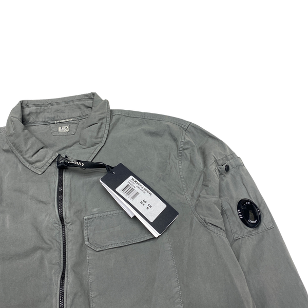 CP Company Grey Gabardine Zipped Chest Pocket Overshirt
