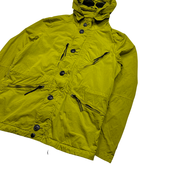 CP Company Lime Green Chrome Nylon Goggle Jacket - Medium
