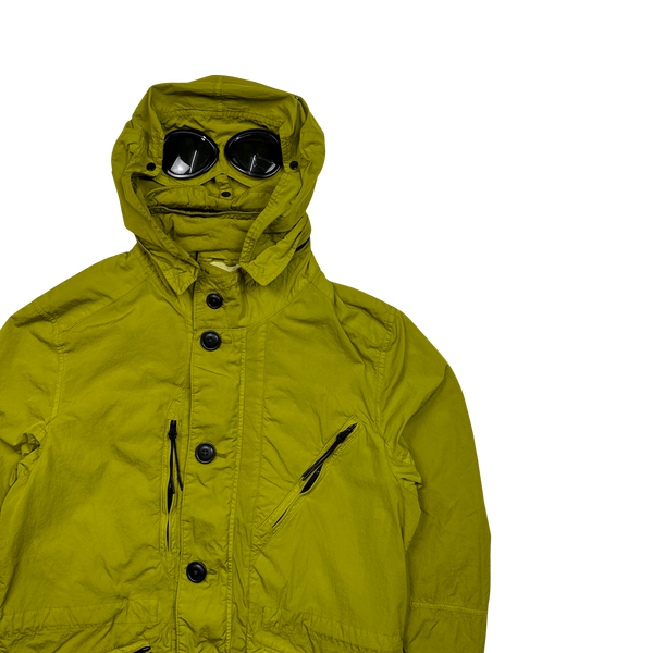 CP Company Lime Green Chrome Nylon Goggle Jacket - Medium