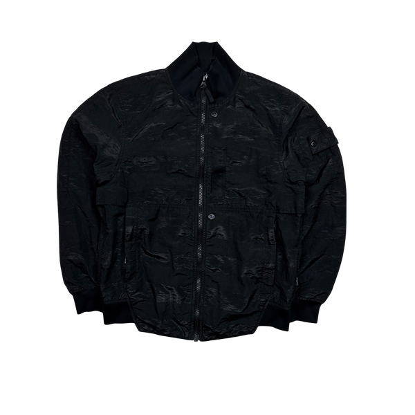 Stone Island 2020 Black Striped Nylon Metal Jacket - Small