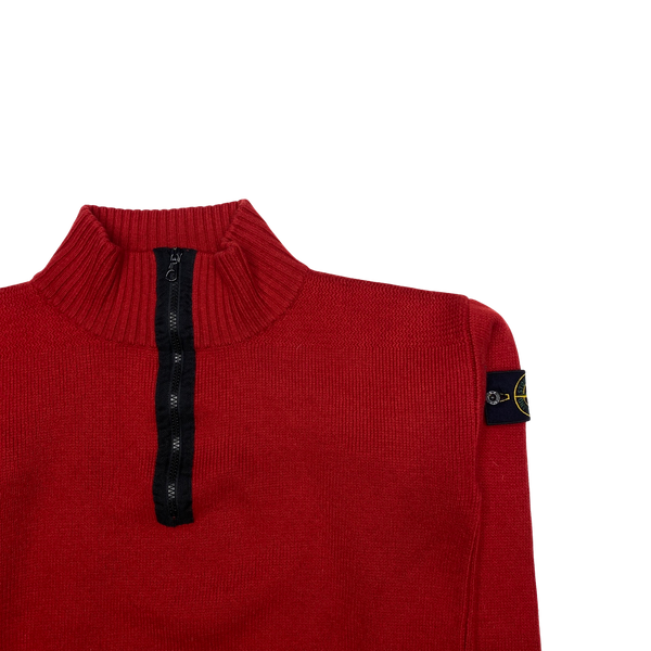 Stone Island Vintage 2003 Red Quarter Zip Pullover Knit
