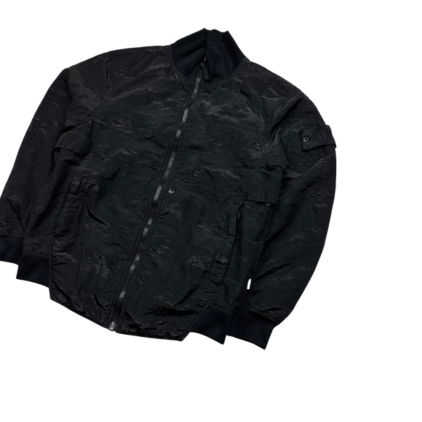 Stone Island 2020 Black Striped Nylon Metal Jacket - Small