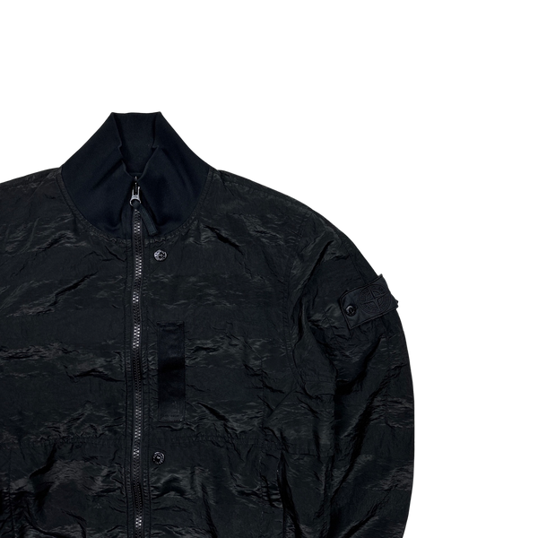 Stone Island 2020 Black Striped Nylon Metal Jacket - Small