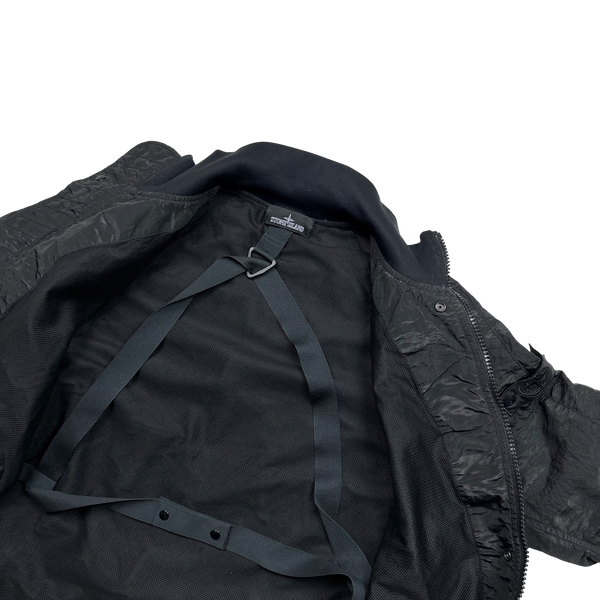 Stone Island 2020 Black Striped Nylon Metal Jacket - Small