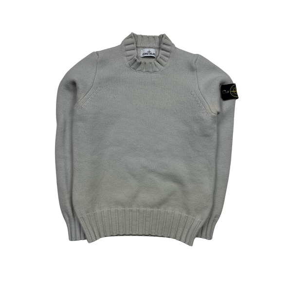 Stone Island 2016 White Thick Knit Jumper - Small